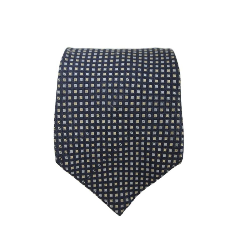 Ballantyne Mens Silk Check Print Classic Tie Blue
